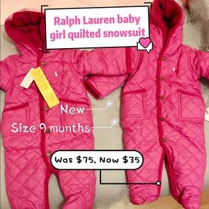 Ralph Lauren baby girl quilted snowsuit
